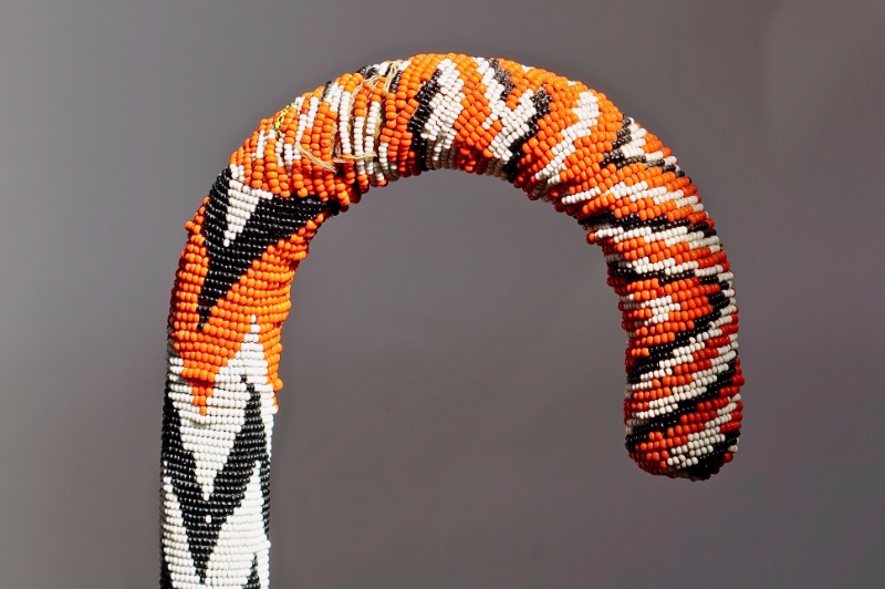 Vibrant African-beadwork Art Deco Cane, Maasai tribe? ca 1930