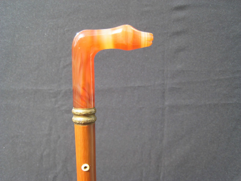 Agate Dog Walking Cane. France, circa 1880