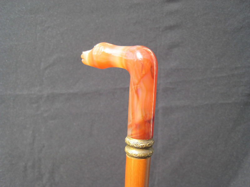 Agate Dog Walking Cane. France, circa 1880