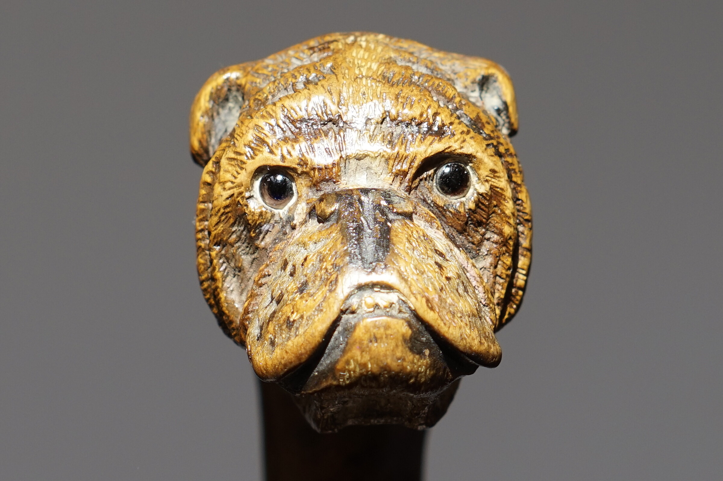 BRIGG Bulldog mascot Walking cane, England ca. 1900