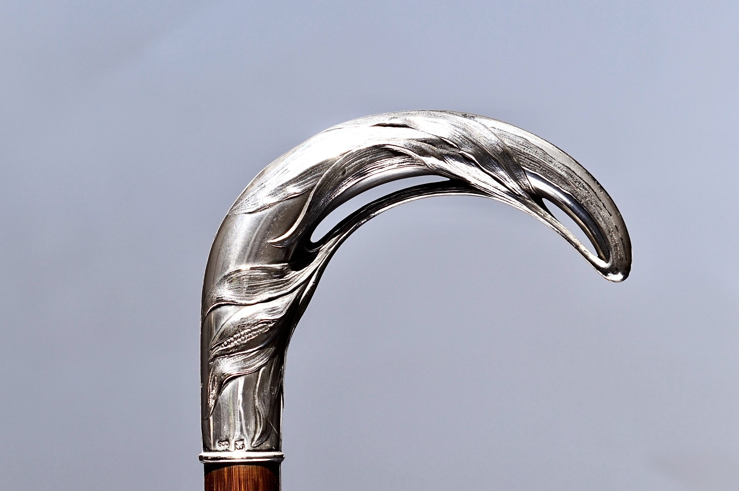 Exotic fruit Silver Art Nouveau Walking stick. Austria ca. 1900