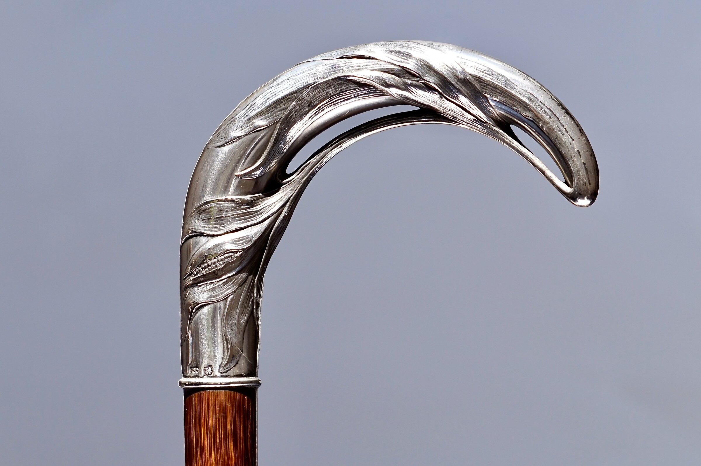 Exotic fruit Silver Art Nouveau Walking stick. Austria ca. 1900