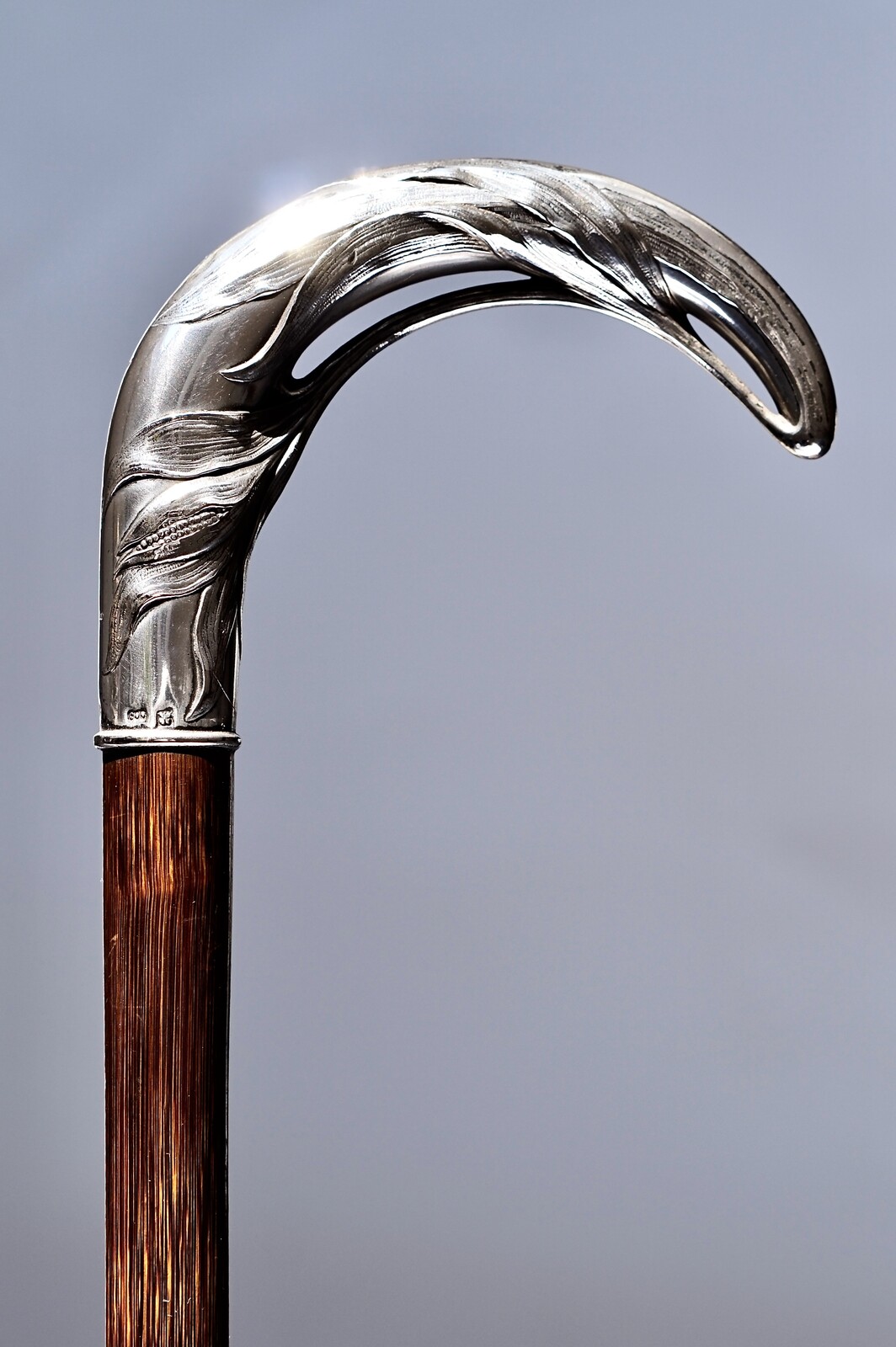 Exotic fruit Silver Art Nouveau Walking stick. Austria ca. 1900