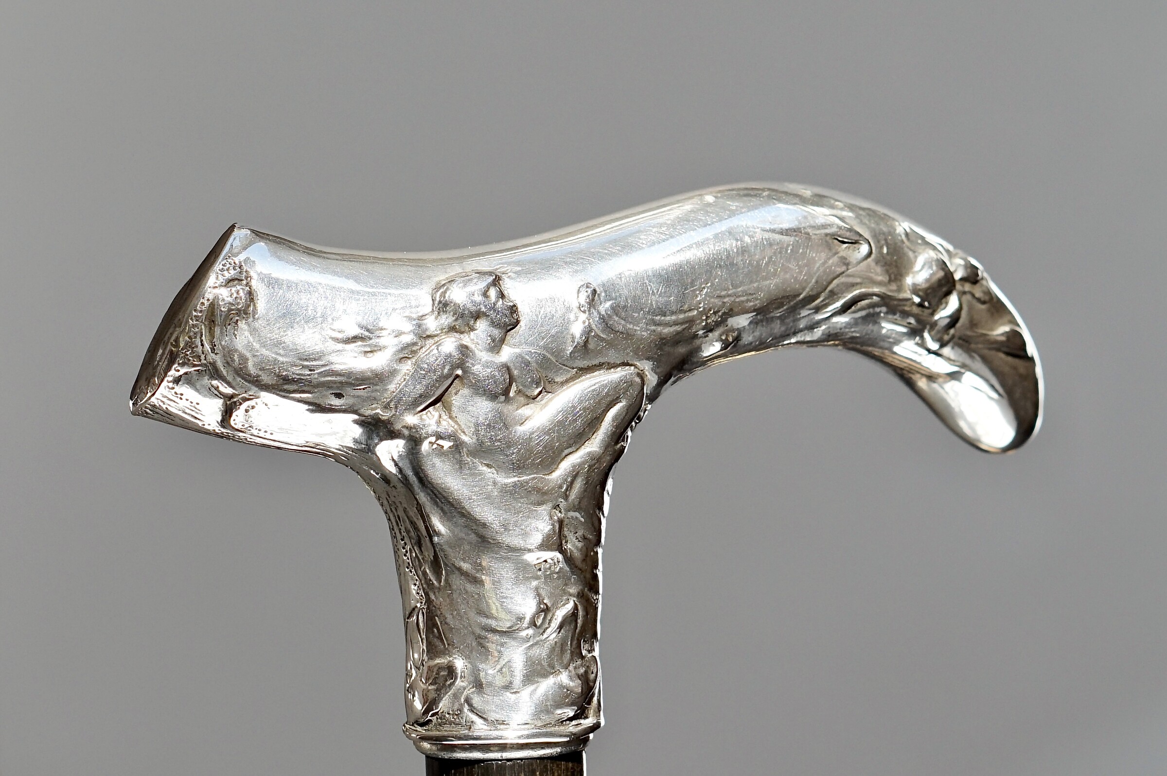 Maiden and Flowers, Art Nouveau Walking stick. Germany, ca. 1900