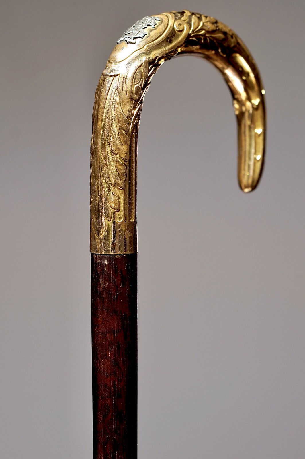 Neoclassic Laurel leaves, gilded Walking stick. France, ca. 1880