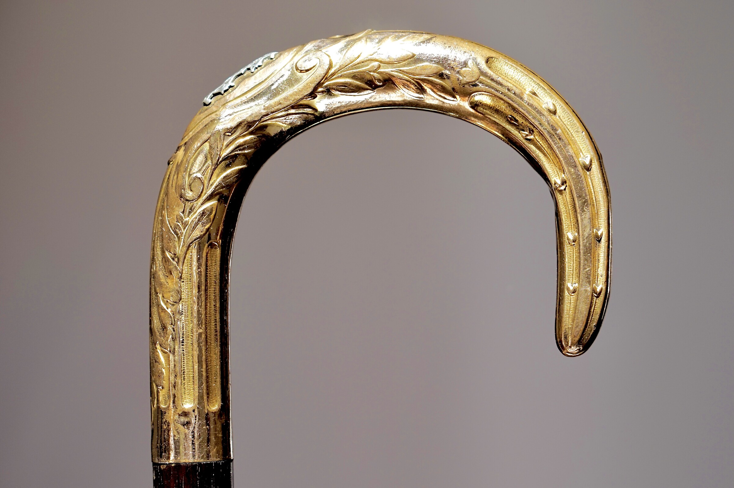 Neoclassic Laurel leaves, gilded Walking stick. France, ca. 1880