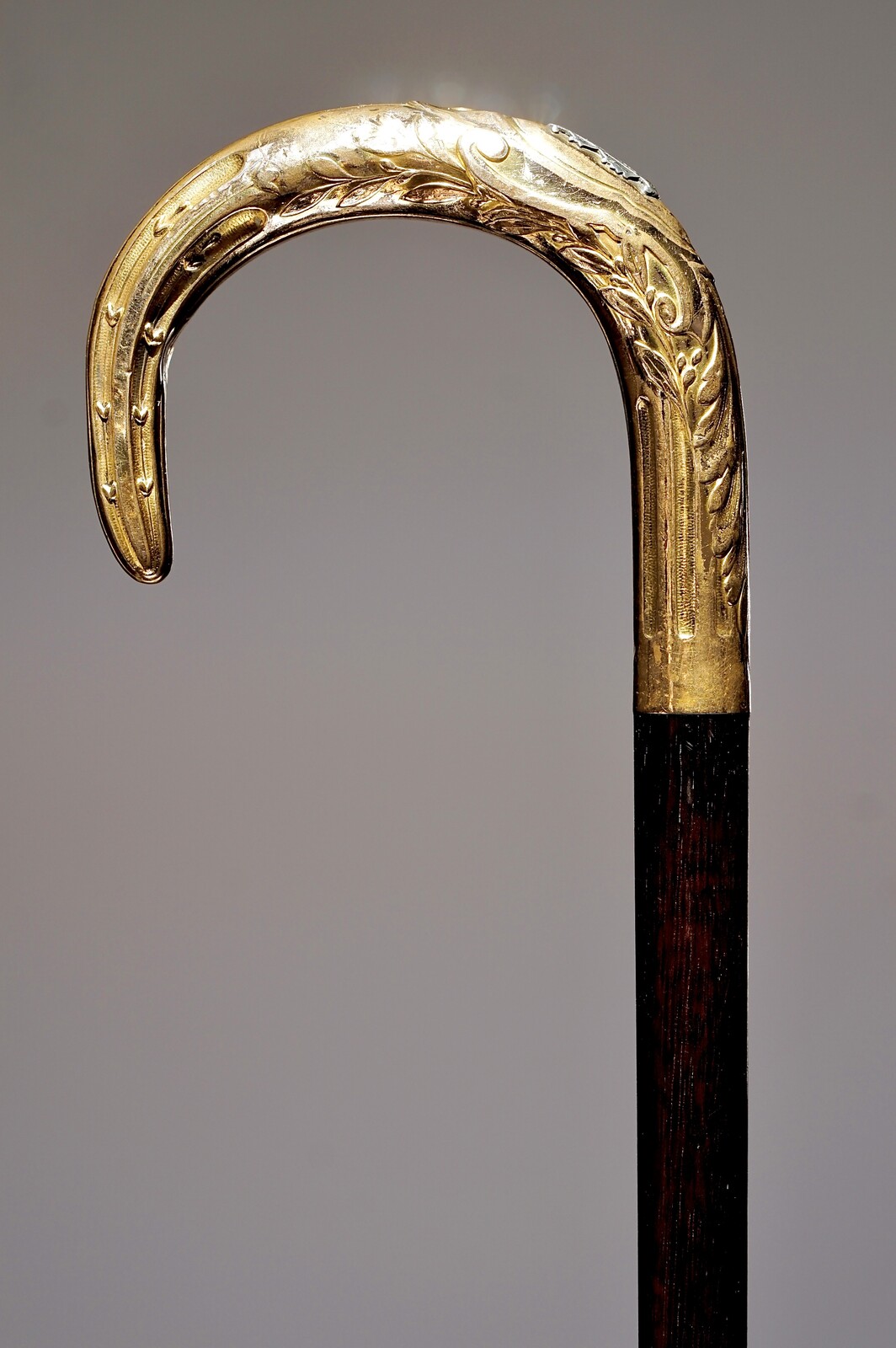 Neoclassic Laurel leaves, gilded Walking stick. France, ca. 1880