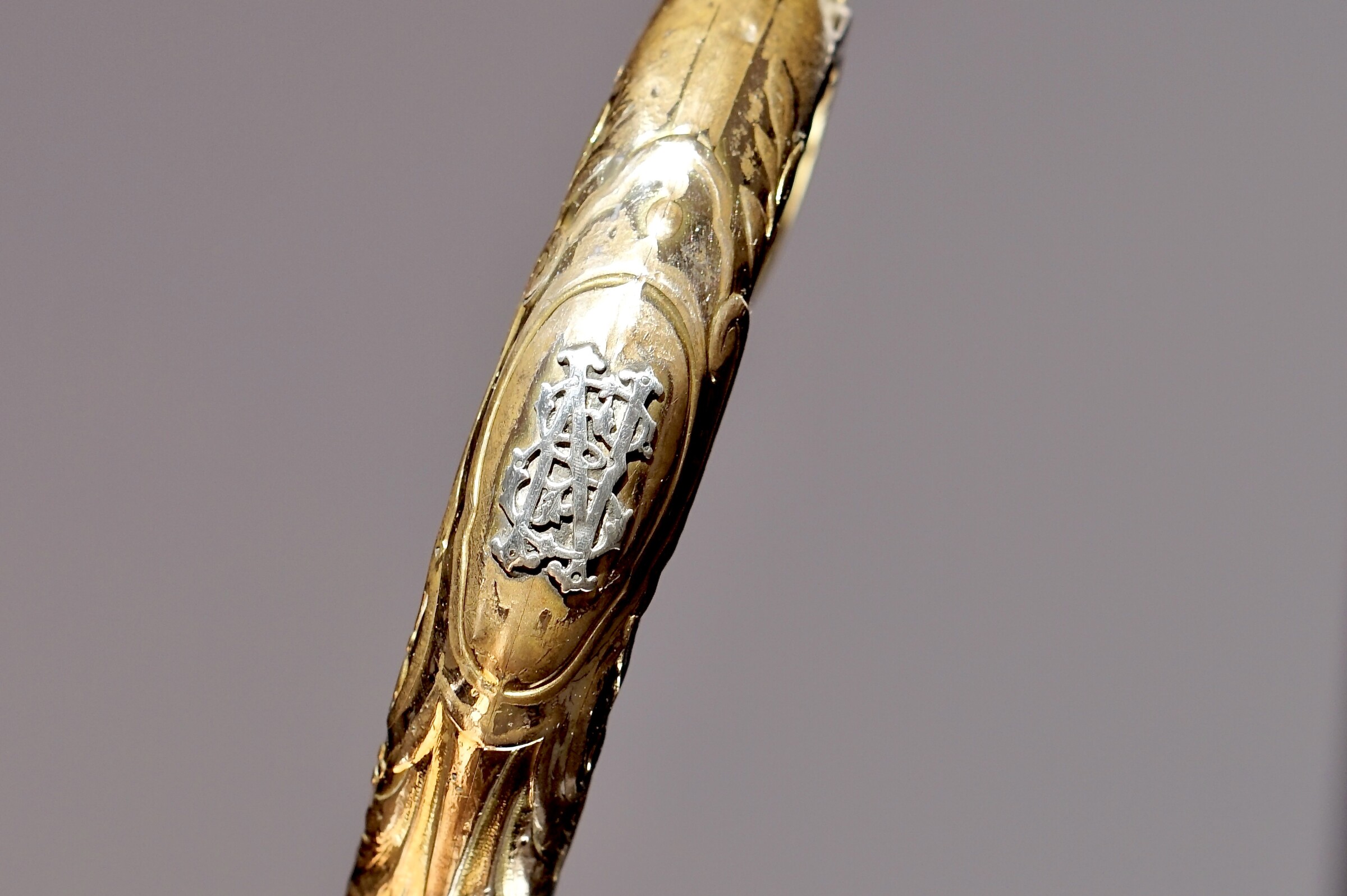 Neoclassic Laurel leaves, gilded Walking stick. France, ca. 1880